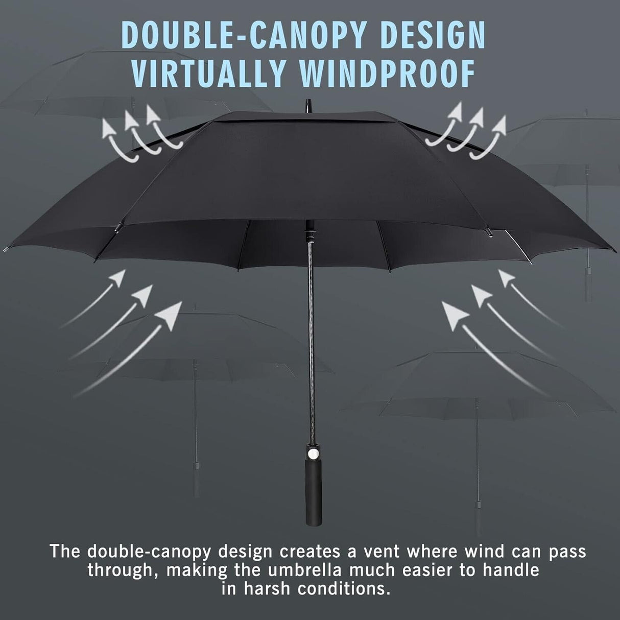 ZOMAKE Large Golf Umbrella Windproof Strong 62 Inch Double Canopy Oversize