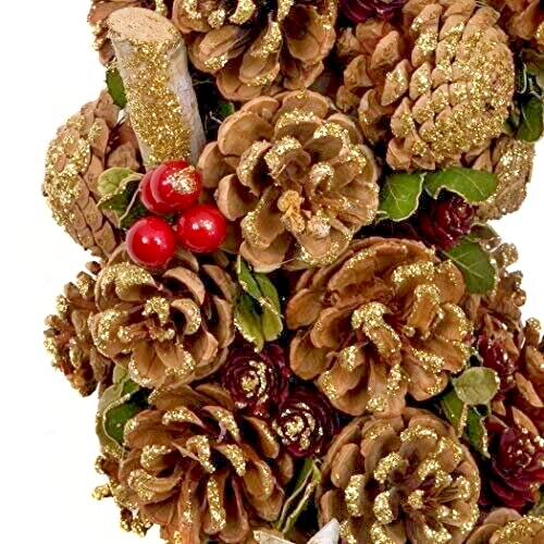 Large Traditional Christmas Door Wreath - Pine Cones Garland Decorations 38cm