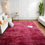 linyingdian High Pile Fluffy Shaggy - Wine Red Colour, 160 x 200 cm (046)