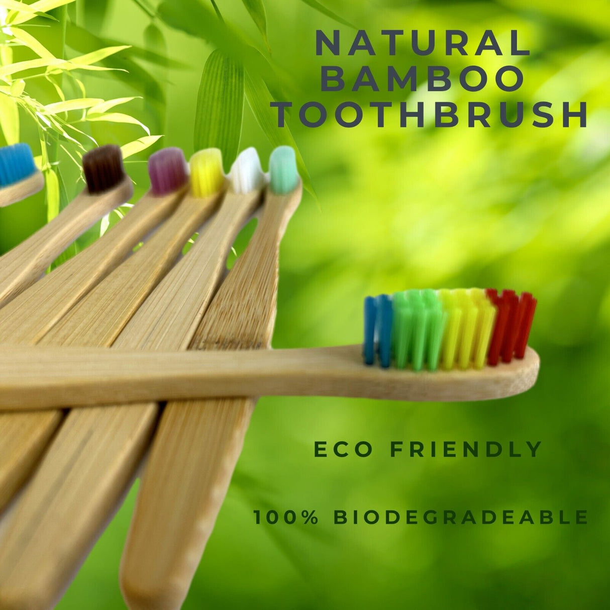 10 PACK Eco-Friendly Bamboo Toothbrush Natural Biodegradable Wood Medium Bristle