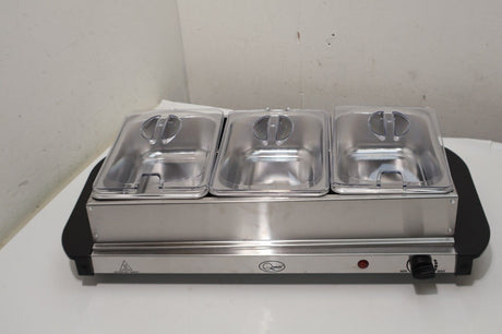 Quest Buffet Server/Chamfer, Set 3 x 1.2L Trays, Heating Hot Plate (14971/A7B3)