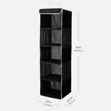 ZOBER 5-Shelf Hanging Wardrobe Organiser - 6 Side Mesh Pockets Breathable Fabric