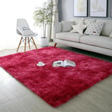 linyingdian High Pile Fluffy Shaggy - Wine Red Colour, 160 x 200 cm (046)