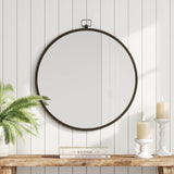 Barnyard Designs 61cm Large Round Circular Wall Mirror Metal Frame Grey Circle