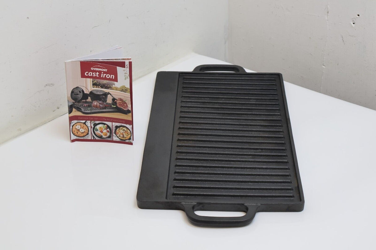 Overmont Pre-Seasoned Cast Iron Reversible Griddle Grill Pan 17x9" (14130/A4B2)