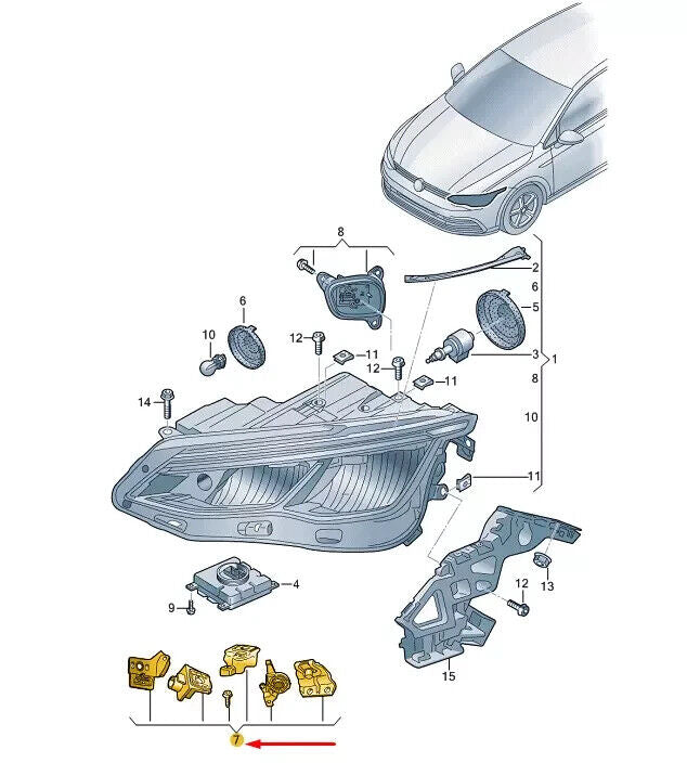 VW GOLF MK8 Front Left Headlamp Housing Tab Repair Kit 5H0998225 NEW GENUINE