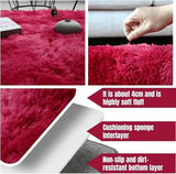 linyingdian High Pile Fluffy Shaggy - Wine Red Colour, 160 x 200 cm (046)