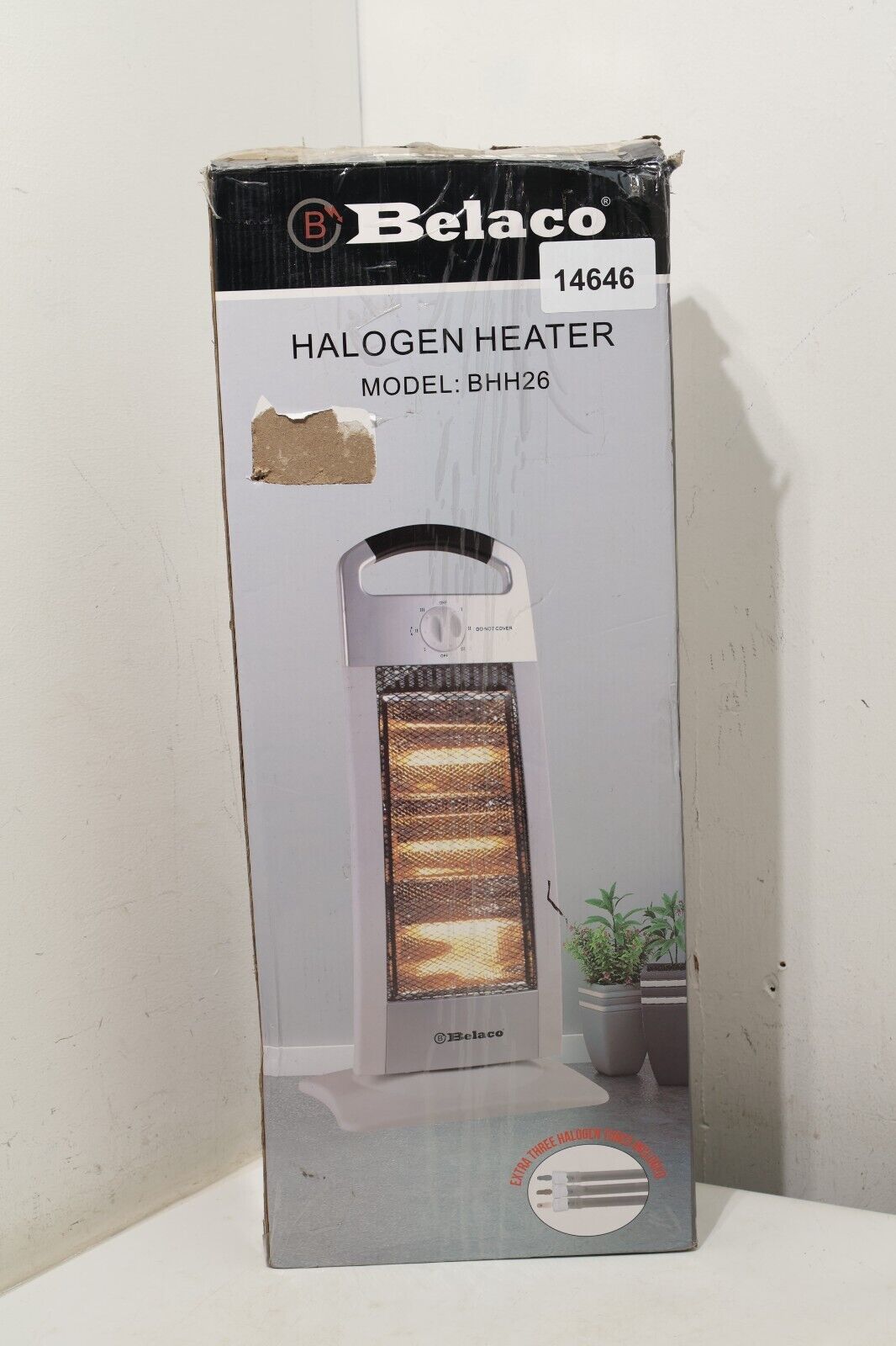 Halogen Tower Heater White Belaco 1200W Model BHH26 Oscillation (14646/A5B8)