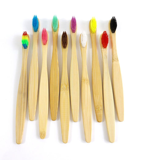 10 PACK Eco-Friendly Bamboo Toothbrush Natural Biodegradable Wood Medium Bristle