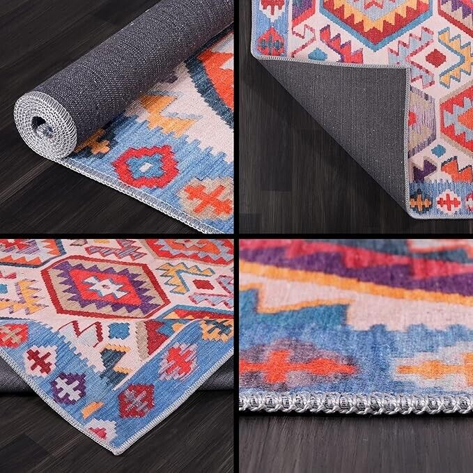 NETLINE HOME Machine Washable Area Rugs Multicolor 2, 120X180 CM (RUG 014)