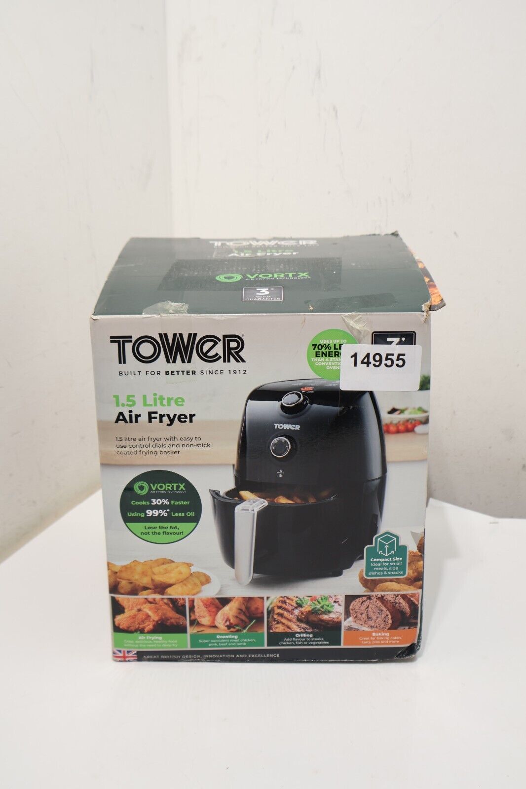 Tower T17025 Vortx Compact Air Fryer, 30-Minute Timer (14955/A5B3)