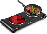 CUSIMAX Double Electric Portable Ceramic Hot Plate, Double Camping Hob 14979