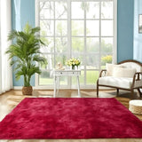 linyingdian High Pile Fluffy Shaggy - Wine Red Colour, 160 x 200 cm (046)