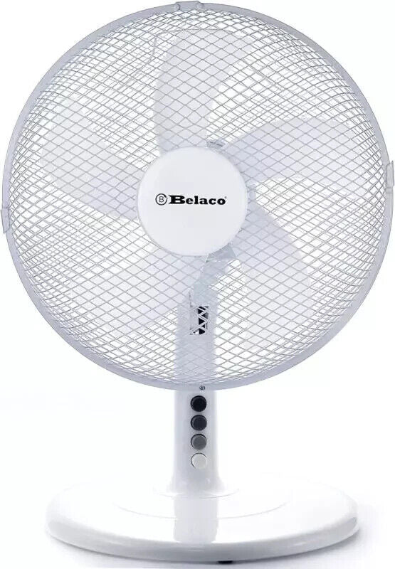 Belaco 12inch Table Fan Desk with 3 Speed Oscillating fan White (13663/A4B2)