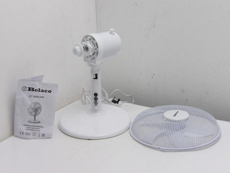 Belaco 12inch Table Fan Desk with 3 Speed Oscillating fan White (13663/A4B2)