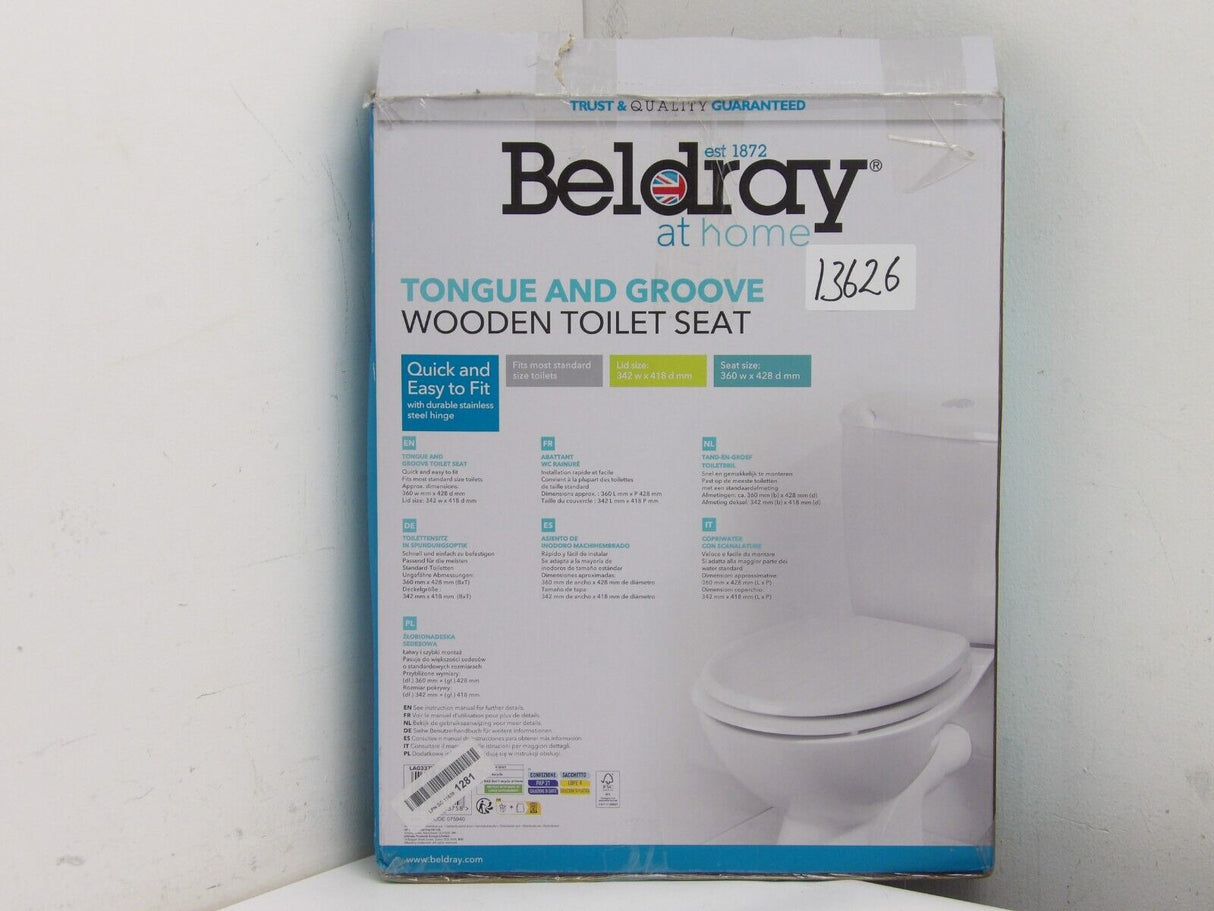 Beldray Tongue and Groove wooden Toilet Seat (13626/A3B3)